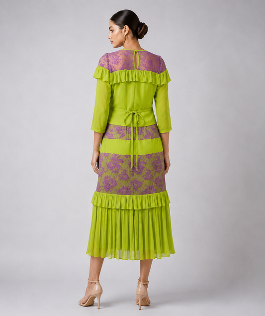 Olive Bloom Lace Co-ord Set