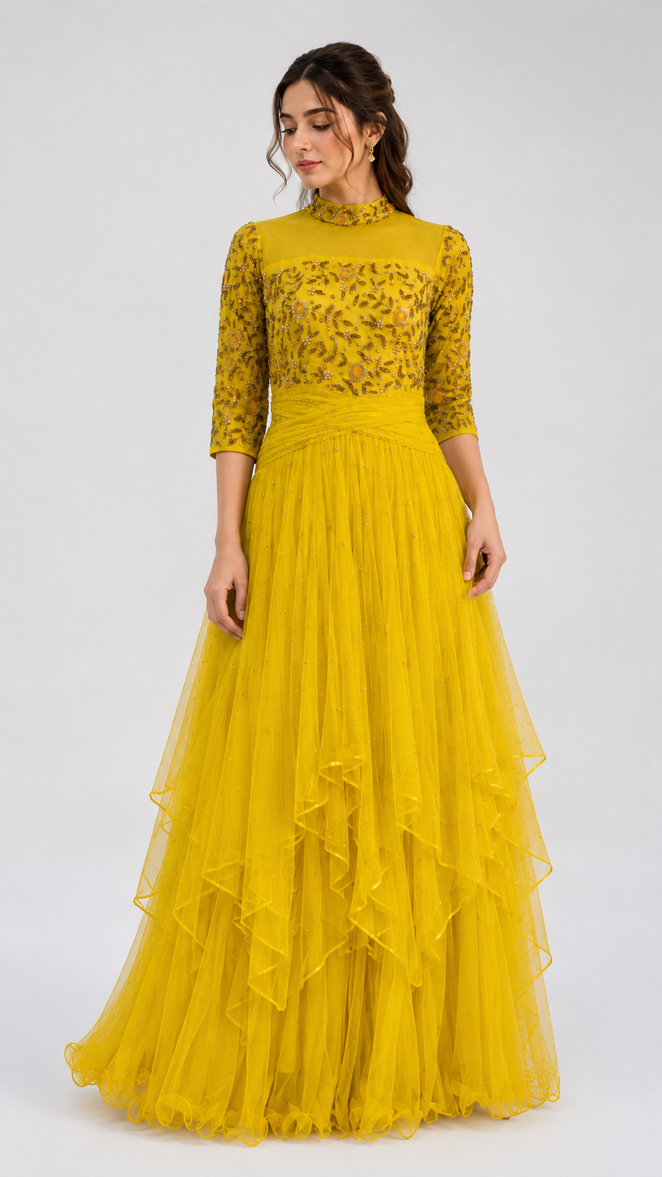 RIQZA® Marigold Yellow Embellished Gown