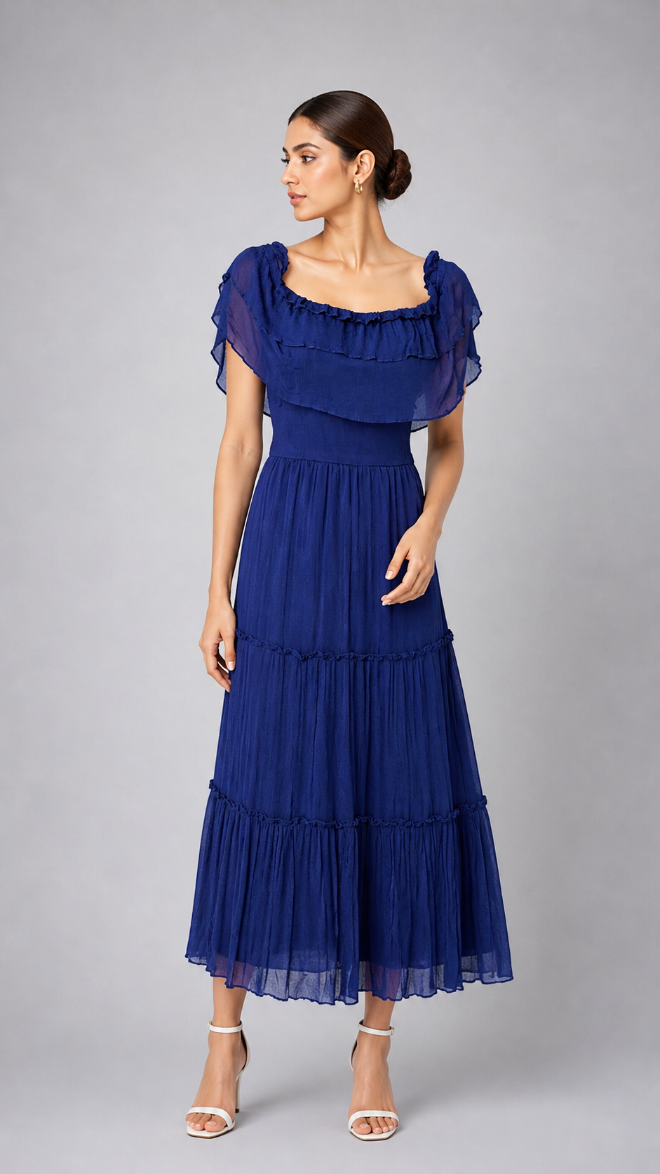 RIQZA Midnight Frill Flow Maxi Dress