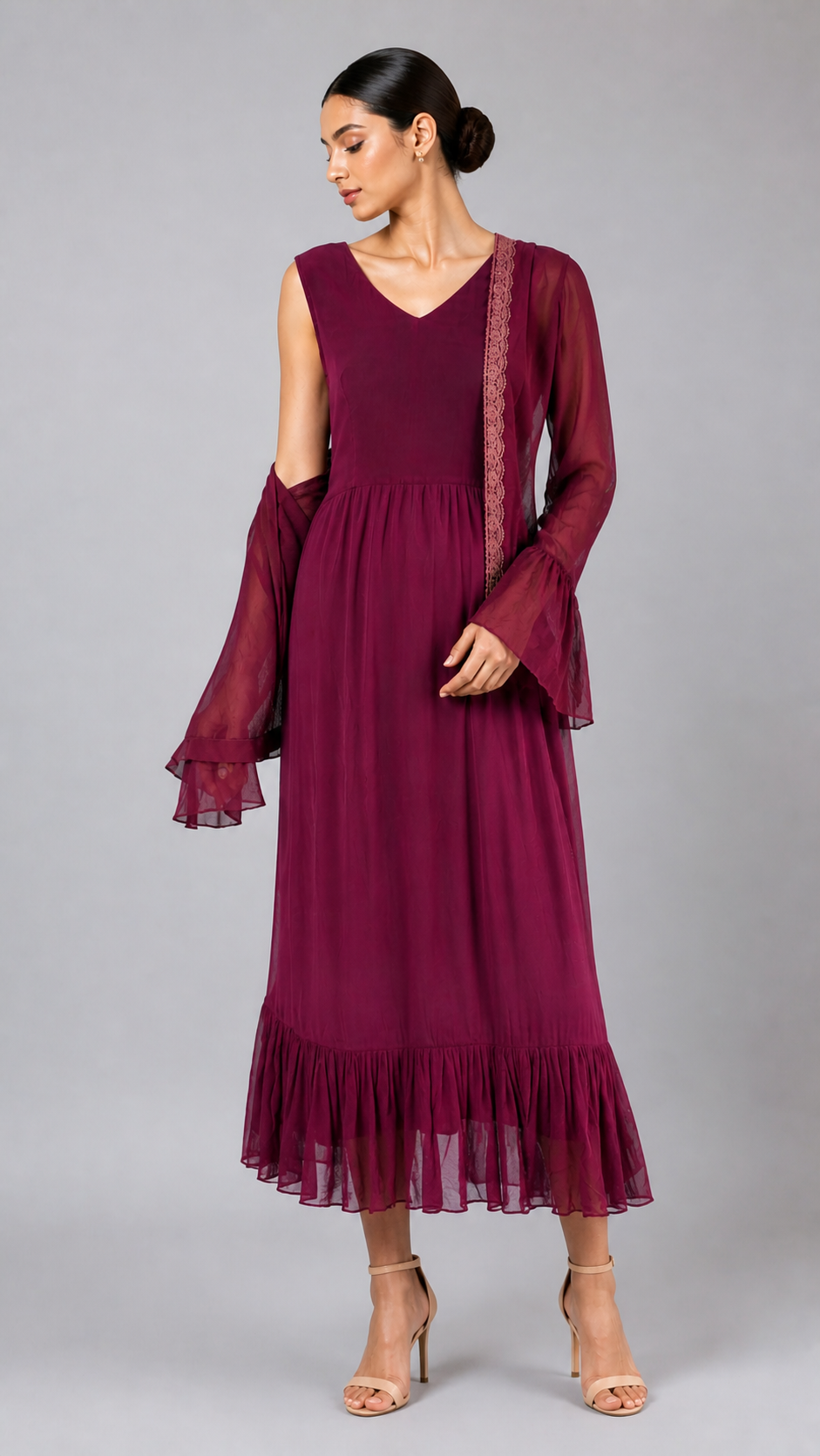 Wine Berry Layered Dress Set