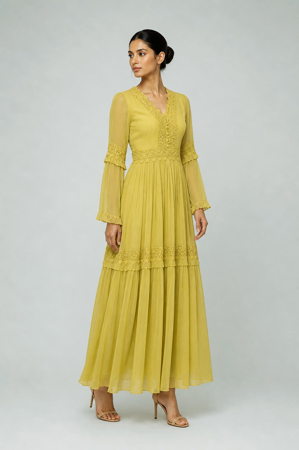 RIQZA Olive Dusk Lace Maxi Dress