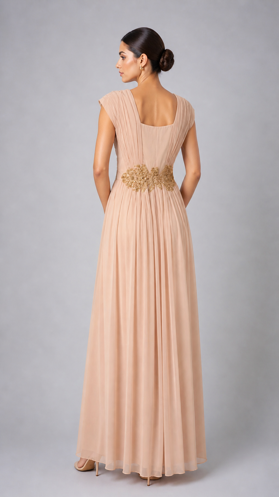 Blush Nude Embellished Maxi Dress