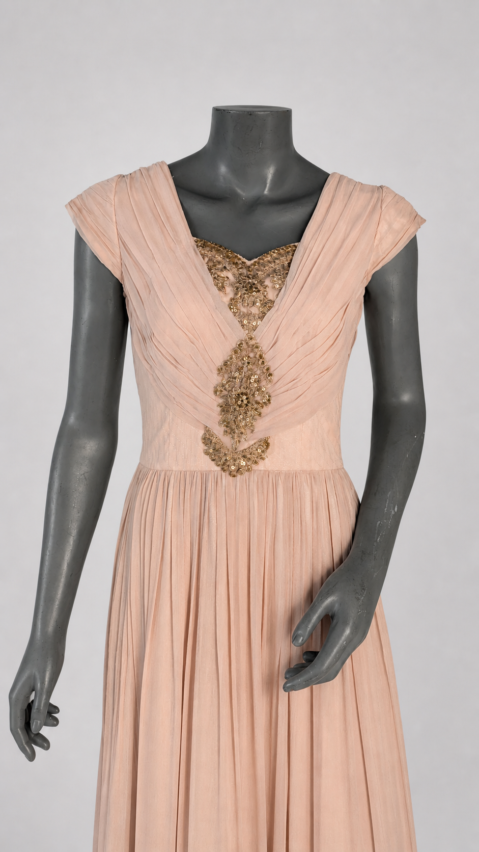 Blush Nude Embellished Maxi Dress