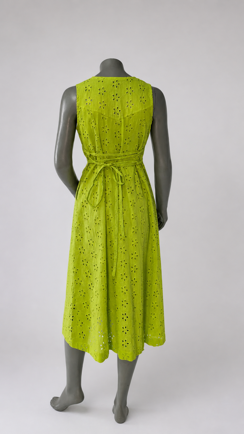Lime Green Hakoba Embroidered Midi Dress