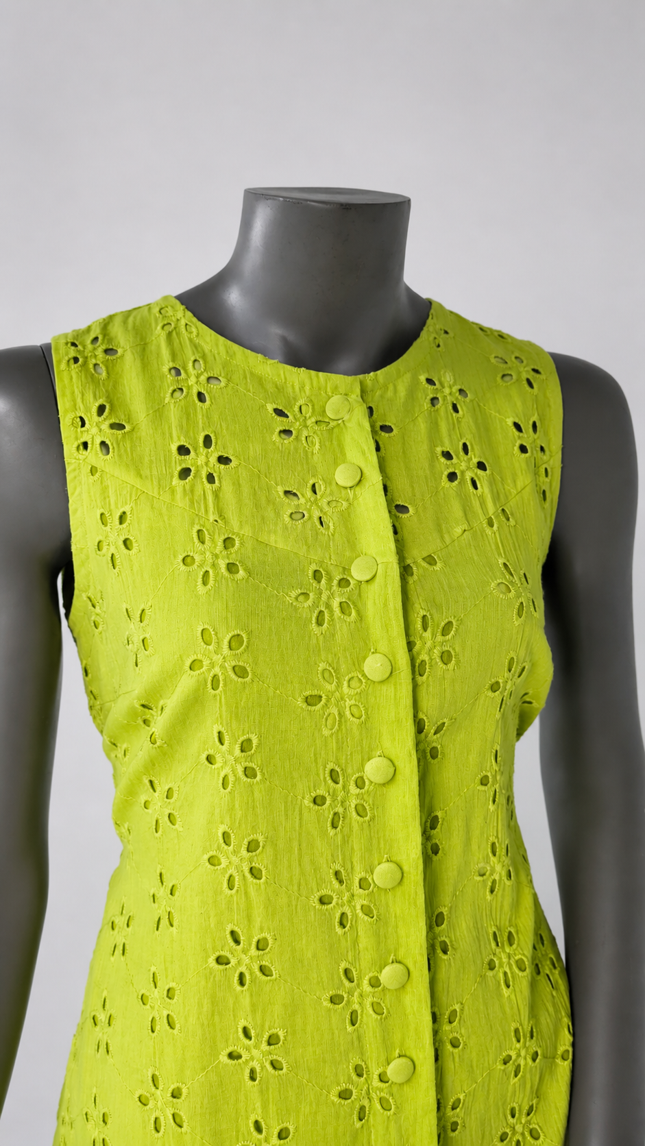 Lime Green Hakoba Embroidered Midi Dress